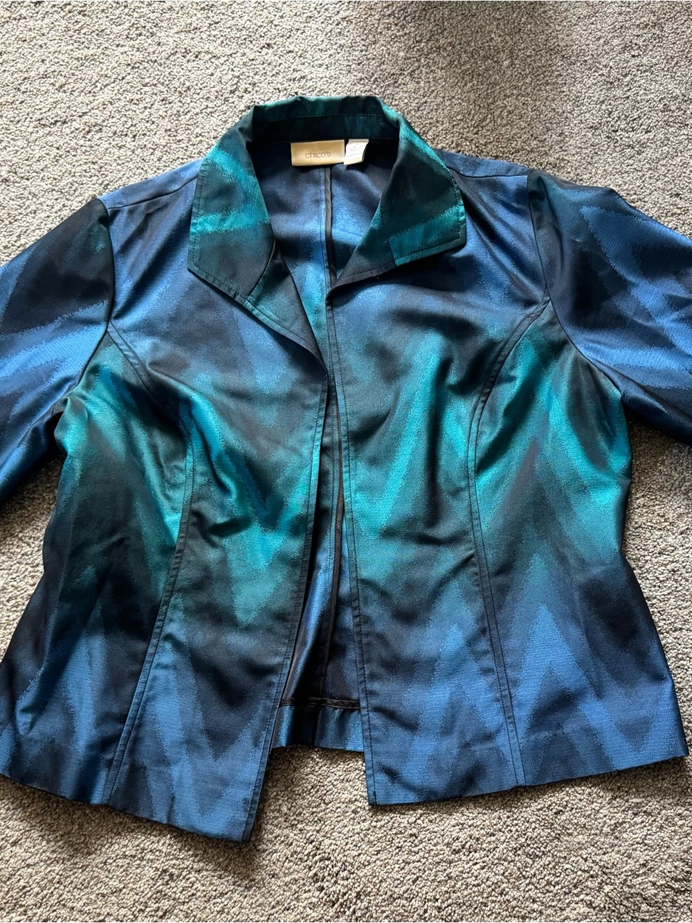 Chico's Teal and Navy Short Women’s Jacket